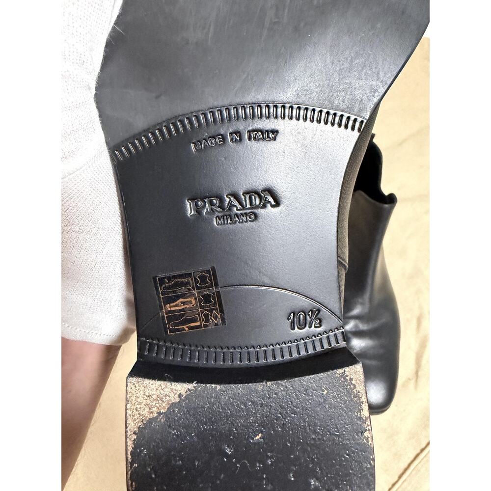 Prada Boots Mens Size 10.5 Black Leather Dress Chelsea Ankle Pull On Italy - Picture 3 of 13